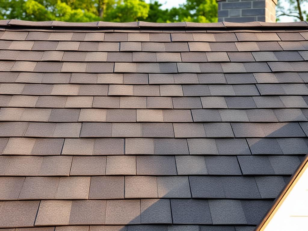 After roof rejuvenation: dried-out, faded architectural shingles restored to a rich even tone — restored shingle color and flexibility