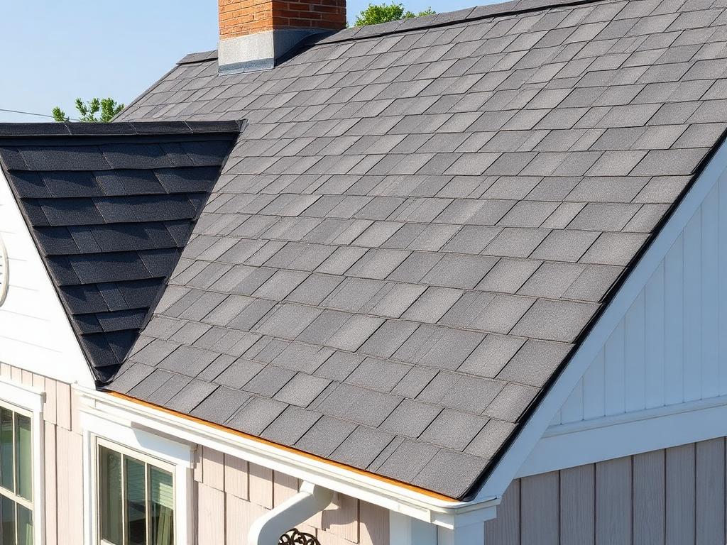 After roof rejuvenation: weathered coastal roof with streaking and moss restored to a clean uniform finish — restored shingle color and flexibility