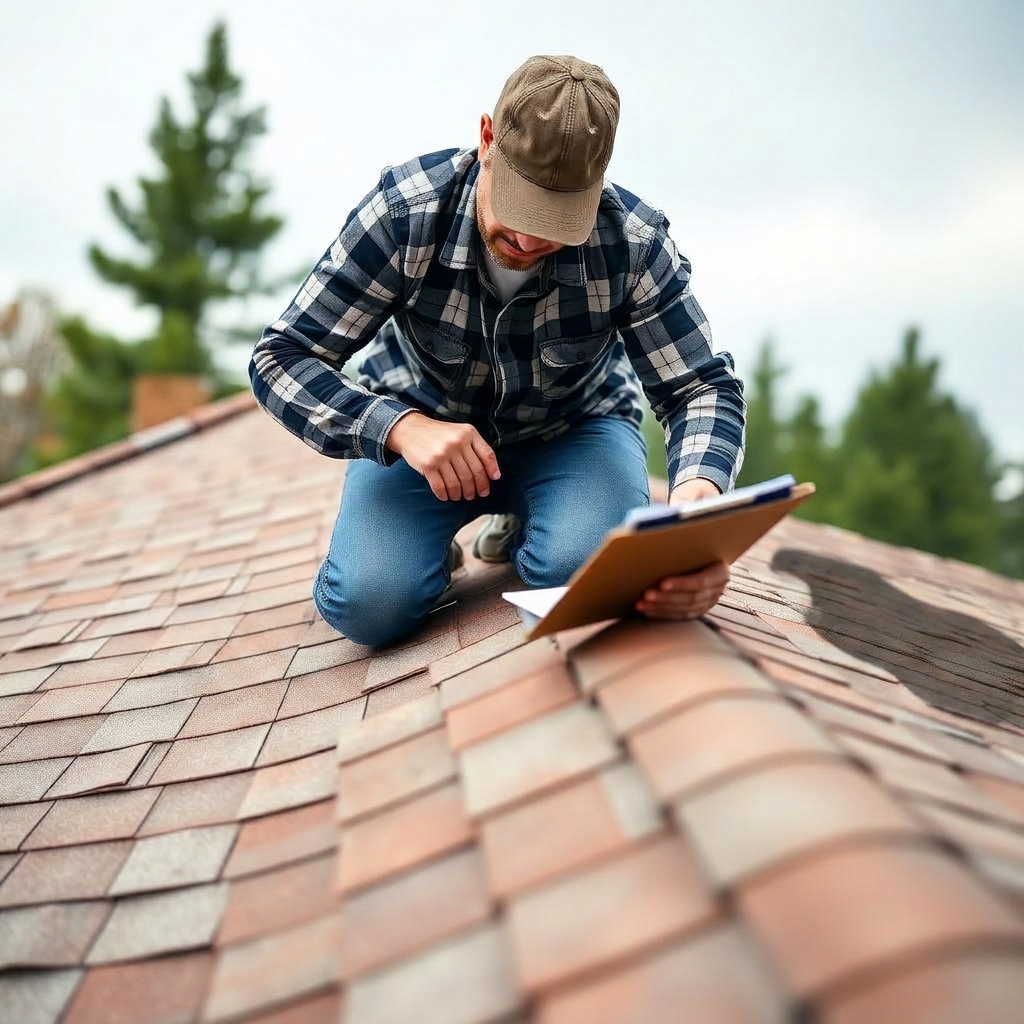 A Maine Roof Rejuvenation assessor checking shingle flexibility during a free roof assessment
